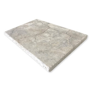 Philadelphia Silver Travertine Bullnose Cross Cut Atlas Tile Stone 600x400x30mm Honed