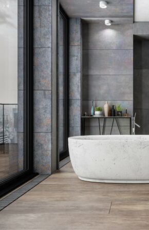 Modern Bathroom Stone Wall Tile Porcelain Tile Floor Interior Design Atlas Tile And Stone