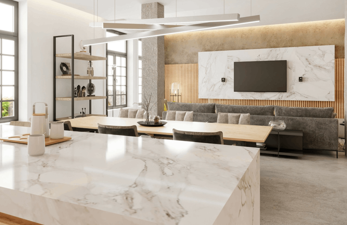 High-end modern apartment project used Carrara white marble. Supplier marble tiles in Moorabbin, Cheltenham, Melbourne Atlas Tile & Stone